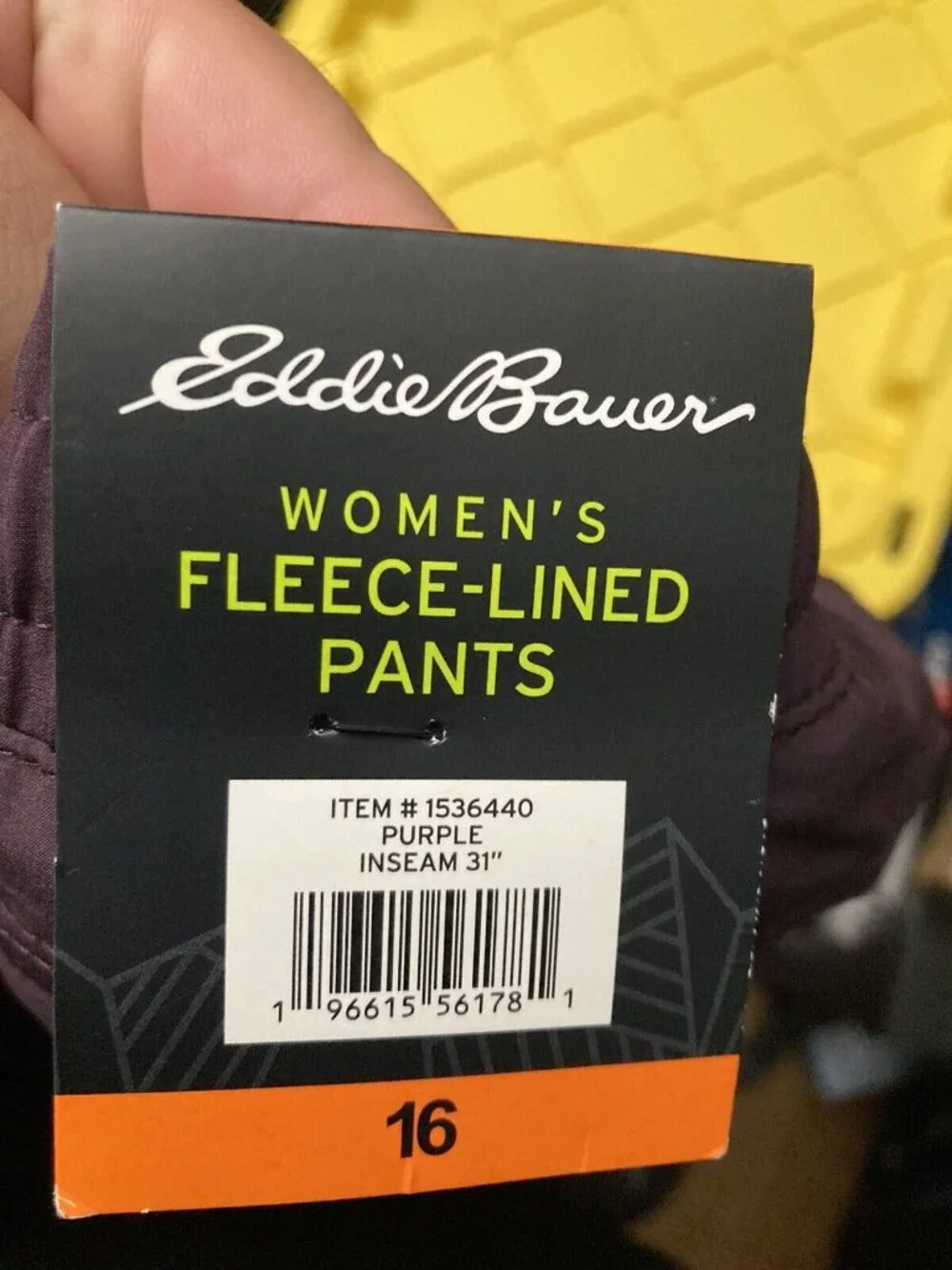 Eddie Bauer Fleece Lined Pants Women's Size 16 Purple Drawstring W Pockets